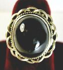 Beautiful 925 St. Silver Ring, With 13x10 mm Oval Shape Black Star, Size M