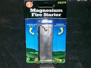 Magnesium Fire Block & Scraper Knife W/Key Chain Original FS374 Clam Packaging - Picture 1 of 6