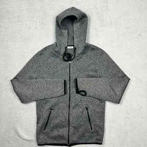 Fila Fleece Jacket Men Medium M Full Zip Hooded Long Sleeve Grey Polyester - Picture 1 of 7