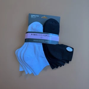 Pink Soda Sport Premium Women Quarter Sock 6Pack 3 Black/White Socks NEW - Picture 1 of 3