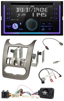 JVC Lenkrad USB 2DIN DAB Bluetooth CD Autoradio für Dacia ab 2012 dunkelsilber - Bild 1 von 4