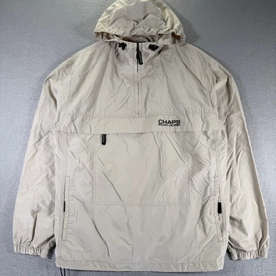 Chaps Ralph Lauren Pullover Anorak Jacket Mens Beige Hooded Windbreaker - Image 1 of 4