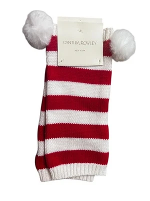 Cynthia Rowley Calentadores de Piernas Niñas X-Pequeños Talla 4 Invierno Navidad Rojo Blanco Rayas Foto 1 de 4