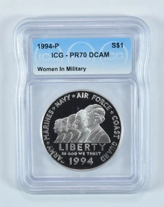 1994-P Women In Military Commemorative Silver Dollar PR70 DCAM ICG *3047 - Picture 1 of 5