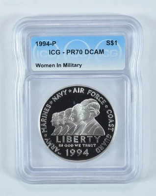 1994-P Women In Military Commemorative Silver Dollar PR70 DCAM ICG *3047 - Image 1 of 4