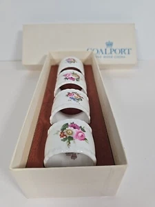 Coalport Ludlow Set of 4 Fine Bone China Napkin Rings Flowers Made in England - Picture 1 of 15