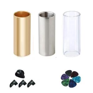 Guitar Slide Set Of 1 Glass Slide, 1 Steel Slide and 1 Brass Guitar Slide,7497 - Picture 1 of 7