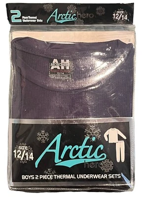 Arctic Hero Ropa Interior Térmica Niños Azul Marino Tejido Gofre Top Largo John Set 12/14 Foto 1 de 4