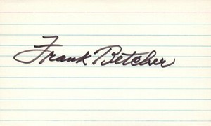 Frank Betcher MLB Baseball Autographed Auto Signed 3x5 Index Card JSA COA 