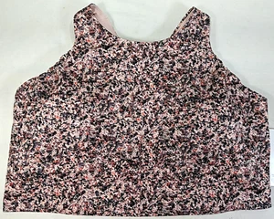 ATHLETA Womens Plus Workout Crop Top sz 2X Pink Splatter Slvlss Built-In-Bra NWT - Picture 1 of 17