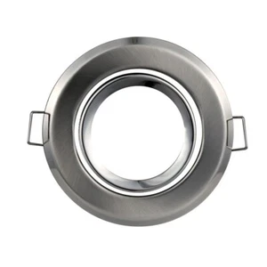 Nickel Recessed Round Ceiling light GU10 MR16 Bulb Holder Adjustable Frame - Picture 1 of 4