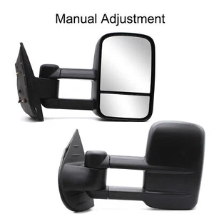 Manual Adjustment Towing Mirrors For 2007-2013 Chevy Silverado 1500-3500 Black - Picture 1 of 10
