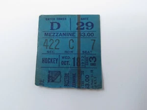 October 18, 1972 New York Rangers Vs. Boston Bruins NHL Hockey Ticket Stub - Picture 1 of 2