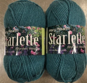 Lote de 2 Mary Maxim Starlette, #671 Aqua, 4 capas de peso de estambre - Imagen 1 de 2