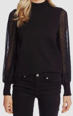 $80 Cece 女式黑色装饰长袖休闲毛衣 M 码 — 第 1/2 张图片