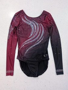 ELITE COMPETITION TEAM Ozone gymnastics Leotard Small Swarovski Crystals Maroon - Picture 1 of 16