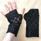 Black Lace Gloves Gothic Wrist Covers Y2k Whimsygoth Coquette Handmade in USA