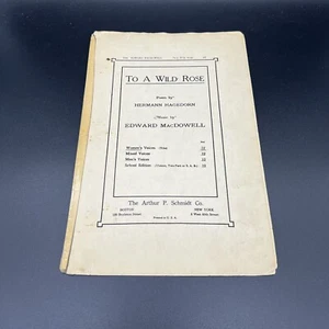 To a Wild Rose 1924 Sheet Music Vintage Edward MacDowell Hermann Hagedorn - Picture 1 of 3