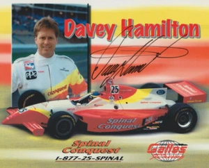 1999 Davey Hamilton signed Spinal Conquest Oldsmobile Dallara Indy Car Hero Card - Picture 1 of 2