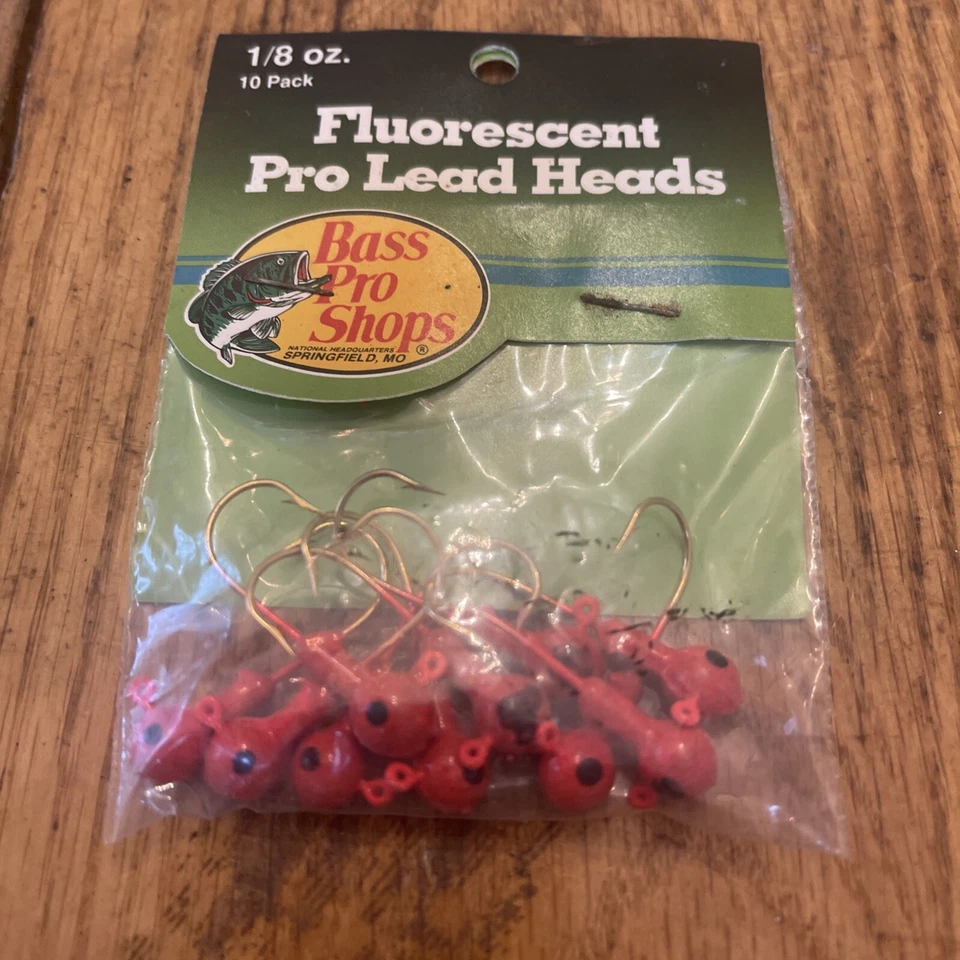Cabezales de plantilla fluorescentes Bass Pro Shops 1/8 OZ 10/bolsa rosa fluorescente Nuevo de Lote Antiguo Foto 1 de 4