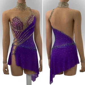 Vestido de competición de patinaje artístico sobre hielo disfraz de gimnasia baile vestido teñido - Imagen 1 de 6