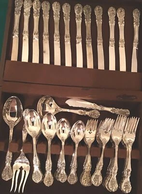 VTG FB Rogers & Sons French Rose 64 Pc Flatware Set With Wooden Case - Image 1 of 4