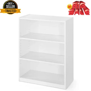 3-Regal Bücherregal Aufbewahrung Organizer mit 2 verstellbaren Regalen Weiß Bücherregal USA - Bild 1 von 9