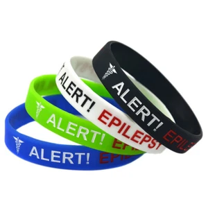 4 Pack Adult Epilepsy Medical Alert ID Silicone Bracelets Awareness Wristbands - Picture 1 of 14