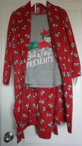 GIRLS' SO 3 PIECE.RED CHRISTMAS ROBE AND PAJAMA SET - SIZE 7-8 - NWT - Picture 1 of 9