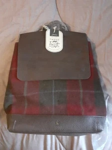 BNWT Stylish JOULES 'Trippa' Red Checked Tweed Leather Trim Backpack - Medium - Picture 1 of 17