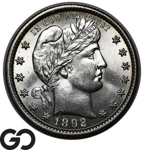1892 Barber Quarter, Premium Quality Blast White Solid Gem BU++ - Picture 1 of 3
