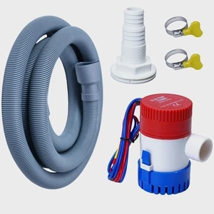 12V 1100 GPH Boat Bilge Pump with Plumbing Kit, 6ft Hose, Clamps & Thru-Hull Fit - Picture 1 of 5
