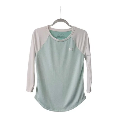 Camisa Under Armour para mujer S manga larga equipo térmico verde claro blanco manga 3/4 Foto 1 de 4