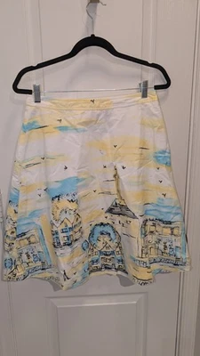 Falda Valerie Stevens Mujer 8P Línea A Romántica Ciudad Amarilla Blanca Forrada Cremallera  Foto 1 de 4