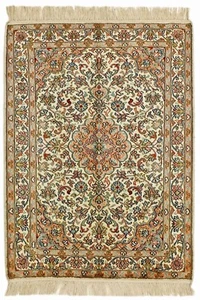 Alfombra de seda de cachemira 90x67 cm anudada a mano alfombra oriental nueva - Imagen 1 de 8