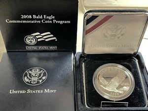 2008 SILVER PROOF BALD EAGLE COMMEMORATIVE COIN PROGRAM IN BOX GEM BU. - Picture 1 of 4