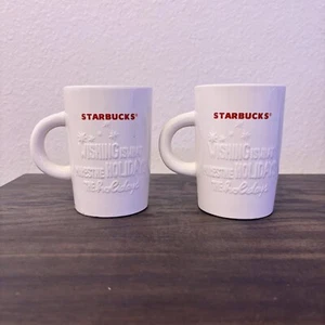Starbucks Set of 2 2010 “Wishing Is What Makes The Holidays” Christmas 3D Mug - Picture 1 of 4