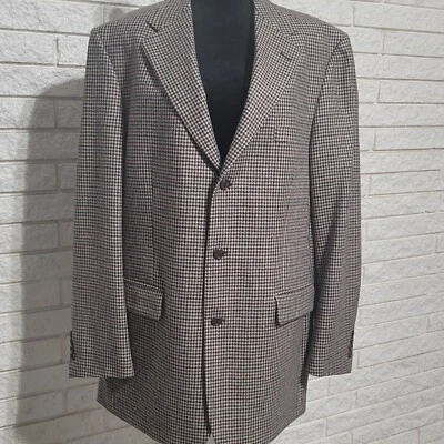 Bill Bass Mens 44 L Sportcoat Blazer Jacket Houndstooth Wool READ - Image 1 of 4