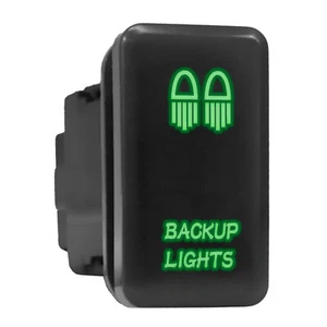 BACKUP LIGHTS - Green Backlit Push In Switch 1.54"x 0.83" (Fit: Toyota) - Picture 1 of 6