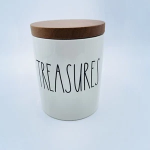 Rae Dunn “Treasures” Canister Jar Cellar Container Wood Lid Farmhouse By Magenta - Picture 1 of 3