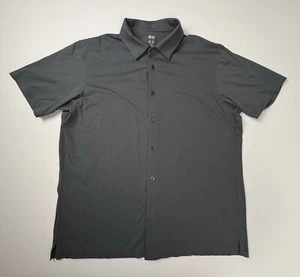 Uniqlo Airism Cotton Full Open Polo Button Up Short Sleeve Shirt Gray - Size XL - Picture 1 of 7