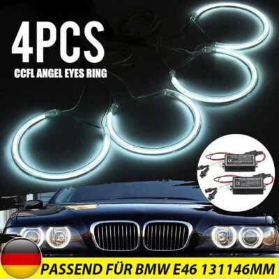 4x CCFL LED Angel Eyes Xenon Standlicht Ringe Scheinwerfer für BMW E46 131/146mm - Bild 1 von 4