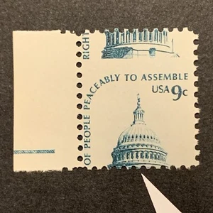 3/3953 US Stamp Scott 1591 9c Extreme Perf Shift Error MNHOG Great EFO - Picture 1 of 2