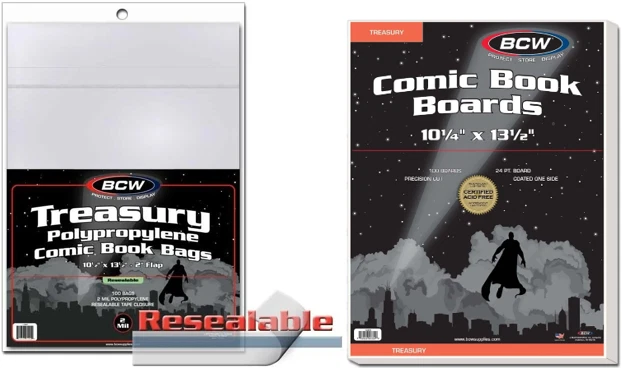 (25 Pack) BCW Resealable Treasury Comic Book Bags and Boards Acid Free Archival