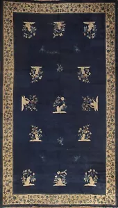 Navy Blue Semi-Antique Art Deco Nichols Chinese Area Rug 9'x14' Handmade Carpet - Picture 1 of 12
