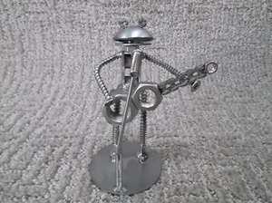 Frog Guitarist Hand Crafted Recycled Metal Rock Band Art Sculpture Figurine   - Picture 1 of 5
