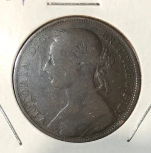 1884 Great Britain One 1 Penny Bronze Coin-31MM-Victoria -KM#755 - Picture 1 of 4