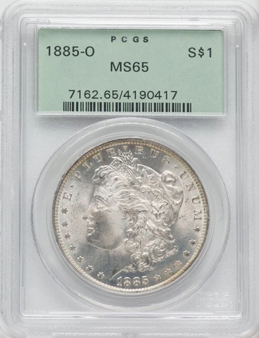 1885-O Morgan Silver Dollar PCGS MS65, Semi-PL, Great Frost & Luster, OGH Cover