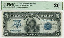 $5 1899 Silver Certificate - Indian Chief - PMG 20