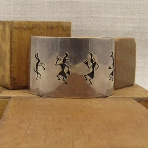 Wide Sterling Silver Native American Design Cuff Bracelet + - Picture 1 of 4